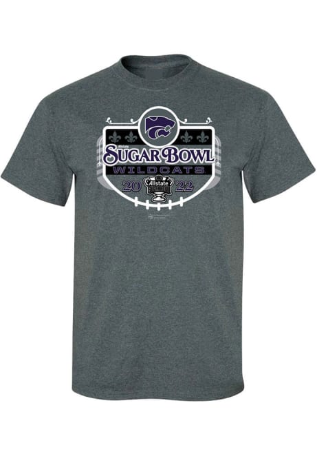 K-State Wildcats 2022 Sugar Bowl Bound Short Sleeve T Shirt - Charcoal