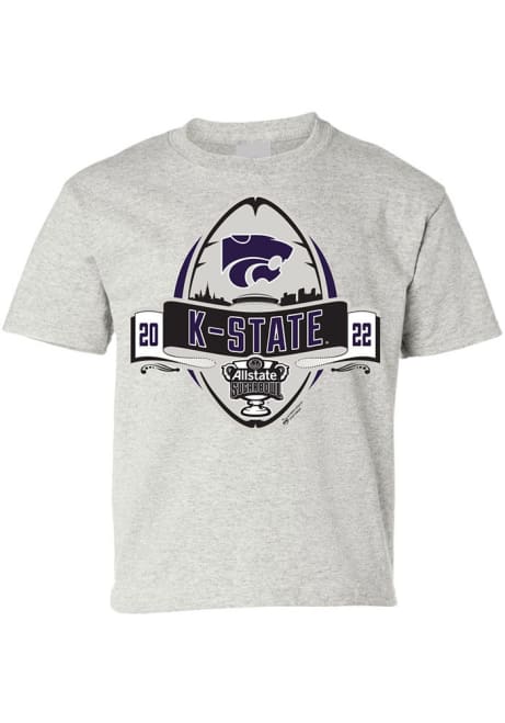 Youth Grey K-State Wildcats 2022 Sugar Bowl Bound Short Sleeve T-Shirt