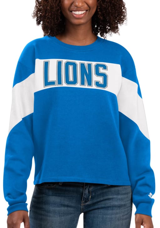 Detroit Lions Starter Crew Sweatshirt Womens Blue Holy Grail Long Sleeve