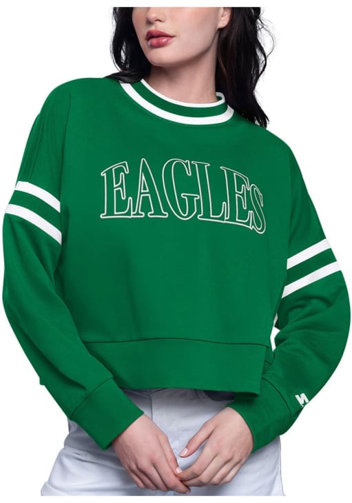 Starter Philadelphia Eagles Womens Kelly Green Power Play Crew Sweatshirt
