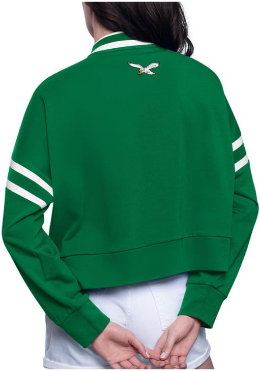 Starter Philadelphia Eagles Womens Kelly Green Power Play Crew Sweatshirt