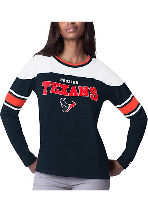 Starter Houston Texans Womens NAVY Play Maker Long Sleeve LS Tee