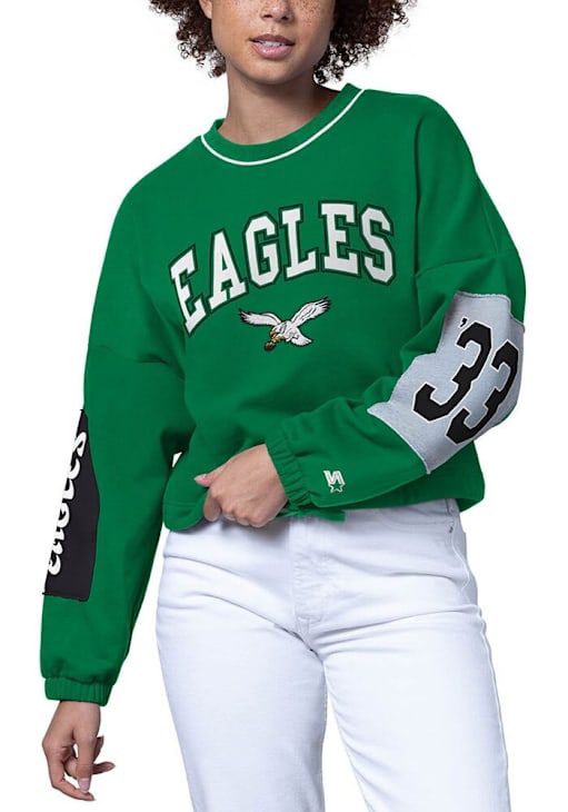 Starter Philadelphia Eagles Womens Kelly Green Shortstop Crew Sweatshirt