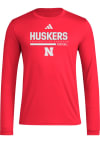 Main image for Mens Nebraska Cornhuskers Red Adidas Pregame Long Sleeve T-Shirt