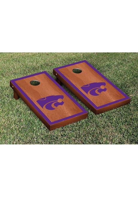 Purple K-State Wildcats Rosewood Stained Border Version Cornhole Corn Hole