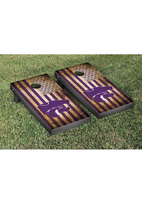 Purple K-State Wildcats Vintage Flag Version Cornhole Corn Hole