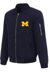 Main image for Mens Navy Blue Michigan Wolverines Nylon Bomber Medium Weight Jacket