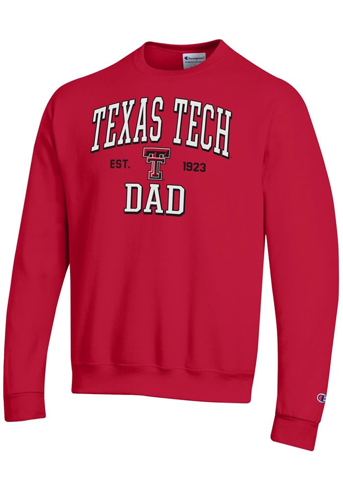 『UR TECH』Dad TECH CREW PULLOVER Champion Texas Tech Red Raiders Mens Red Est Date Dad Powerblend