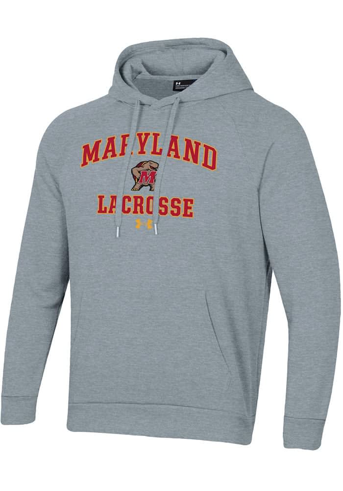 Under Armour Mens GREY HEATHER Maryland Terrapins Lacrosse Rival Hoodie