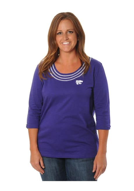 Womens Purple K-State Wildcats Open Stitch LS Tee