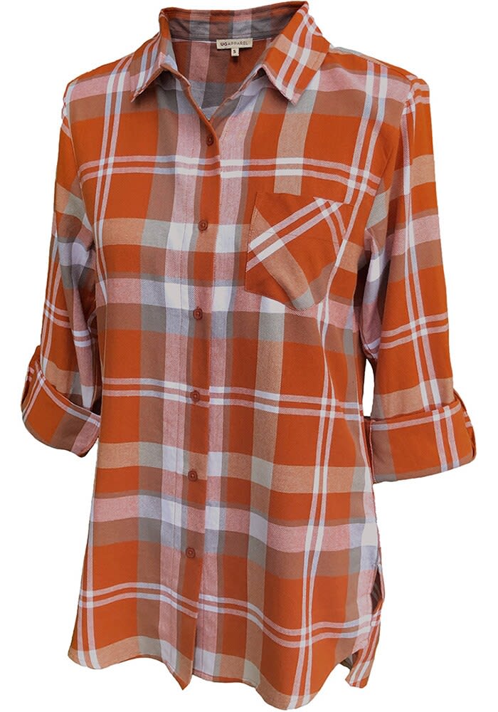 Texas Longhorns Womens BURNTORANGE Boyfriend Long Sleeve Dress Shirt