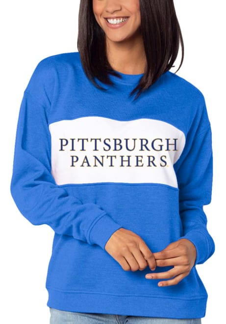 Womens Blue Pitt Panthers Penant Crew Sweatshirt