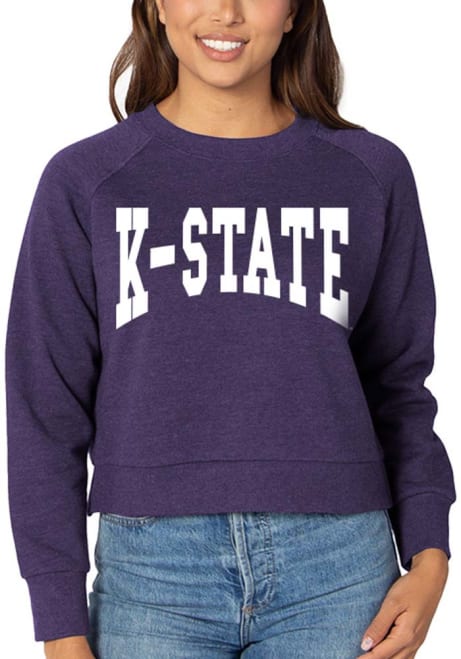 Womens Purple K-State Wildcats Boxy Raglan Crew Sweatshirt