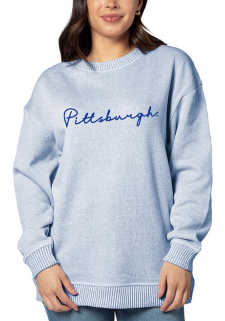 Womens Blue Pitt Panthers Warm Up Crew Sweatshirt