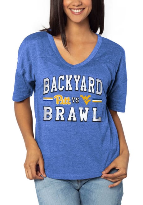 Pitt Panthers Backyard Brawl Happy Design Short Sleeve T-Shirt - Blue