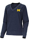 Main image for Womens Michigan Wolverines Navy Blue Antigua Varsity Crew Sweatshirt