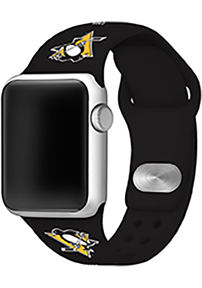 Pittsburgh Penguins Black Silicone Apple Watch Band