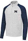 Main image for Mens Michigan Wolverines Navy Blue Antigua Urgent Colorblock Qtr Zip Pullover