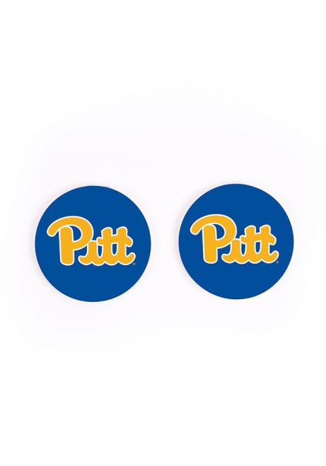 Black Pitt Panthers 2 Pack Color Logo Car Coaster