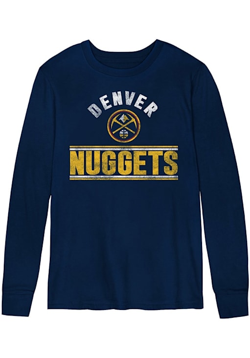 Denver Nuggets Boys NAVY Double Bar Long Sleeve T-Shirt 878805283