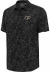 Main image for Mens Purdue Boilermakers Black Antigua Lush Woven Short Sleeve Dress Shirt
