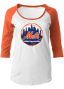 New York Mets Womens Glitter White Scoop Neck Tee