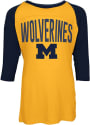 Michigan Wolverines Girls Yellow Sequin Long Sleeve T-shirt