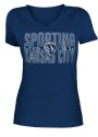 Sporting Kansas City Womens Navy Blue Glitter Gel V-Neck