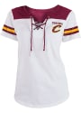 Cleveland Cavaliers Womens Athletic Lace Placket V Neck T-Shirt - White