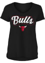 Chicago Bulls Womens Athletic Glitter V Neck T-Shirt - Black