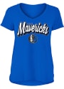 Dallas Mavericks Womens Athletic Glitter V Neck T-Shirt - Blue