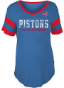 Detroit Pistons Womens Athletic Sleeve Stripe V Neck T-Shirt - Blue