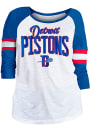 Detroit Pistons Womens Slub Glitter 3/4 Scoop Neck T-Shirt - White