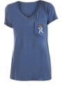 Kansas City Royals Womens Pigment Dye Wash Pocket T-Shirt - Blue