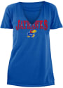 Kansas Jayhawks Womens Athletic Raw Edge T-Shirt - Blue