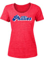 Philadelphia Phillies Womens Groovy Script T-Shirt - Red