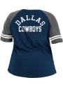 Dallas Cowboys Womens New Era Lace Up Raglan T-Shirt - Navy Blue