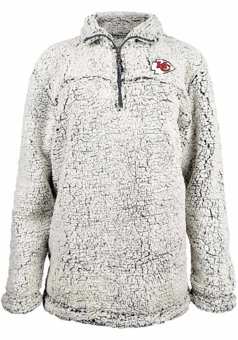 KC Chiefs Chiefs Womens Grey Sherpa Long Sleeve 1/4 Zip Pullover