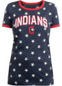 Cleveland Indians Womens Stars T-Shirt - Navy Blue
