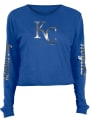 Kansas City Royals Womens Athletic Foil Crop Crew T-Shirt - Blue