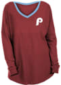 Philadelphia Phillies Womens Athletic Cooperstown Band V T-Shirt - Maroon