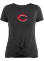 Cincinnati Reds Womens Front Twist T-Shirt - Black