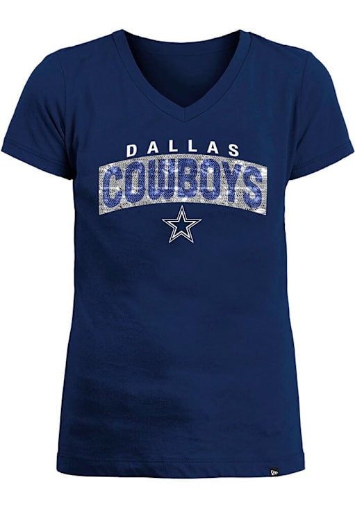 New Era Dallas Cowboys Girls NAVY Flip Sequin Wordmark Graphic