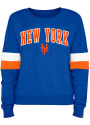 New York Mets Womens Contrast Crew Sweatshirt - Blue