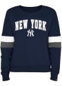 New York Yankees Womens Contrast Crew Sweatshirt - Navy Blue