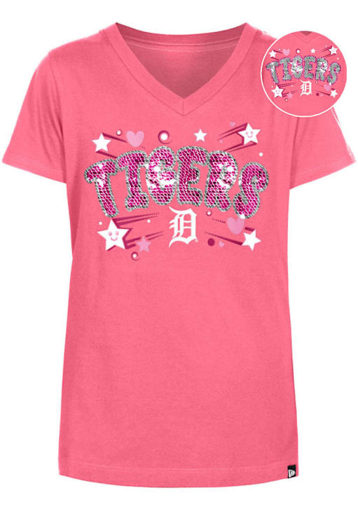 New Era Detroit Tigers Girls PINK Hearts and Stars Flip Sequin
