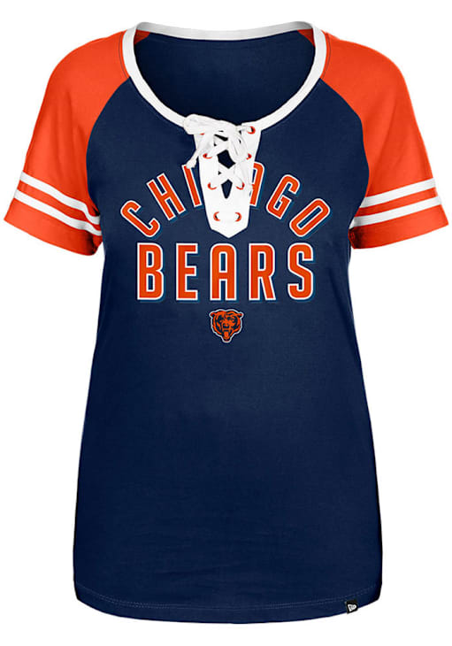 New Era Chicago Bears Womens Navy Blue Lace Up Short Sleeve T-Shirt