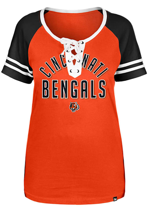 New Era Cincinnati Bengals Womens ORANGE Lace Up T-Shirt 88886543