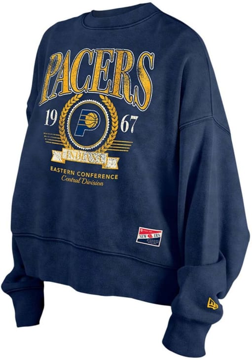 New Era Indiana Pacers Womens Navy Blue Washed Crew Sweatshirt