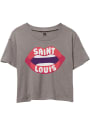 St. Louis Women's Smoke Grey Lips Cropped Short Sleeve T-Shirt